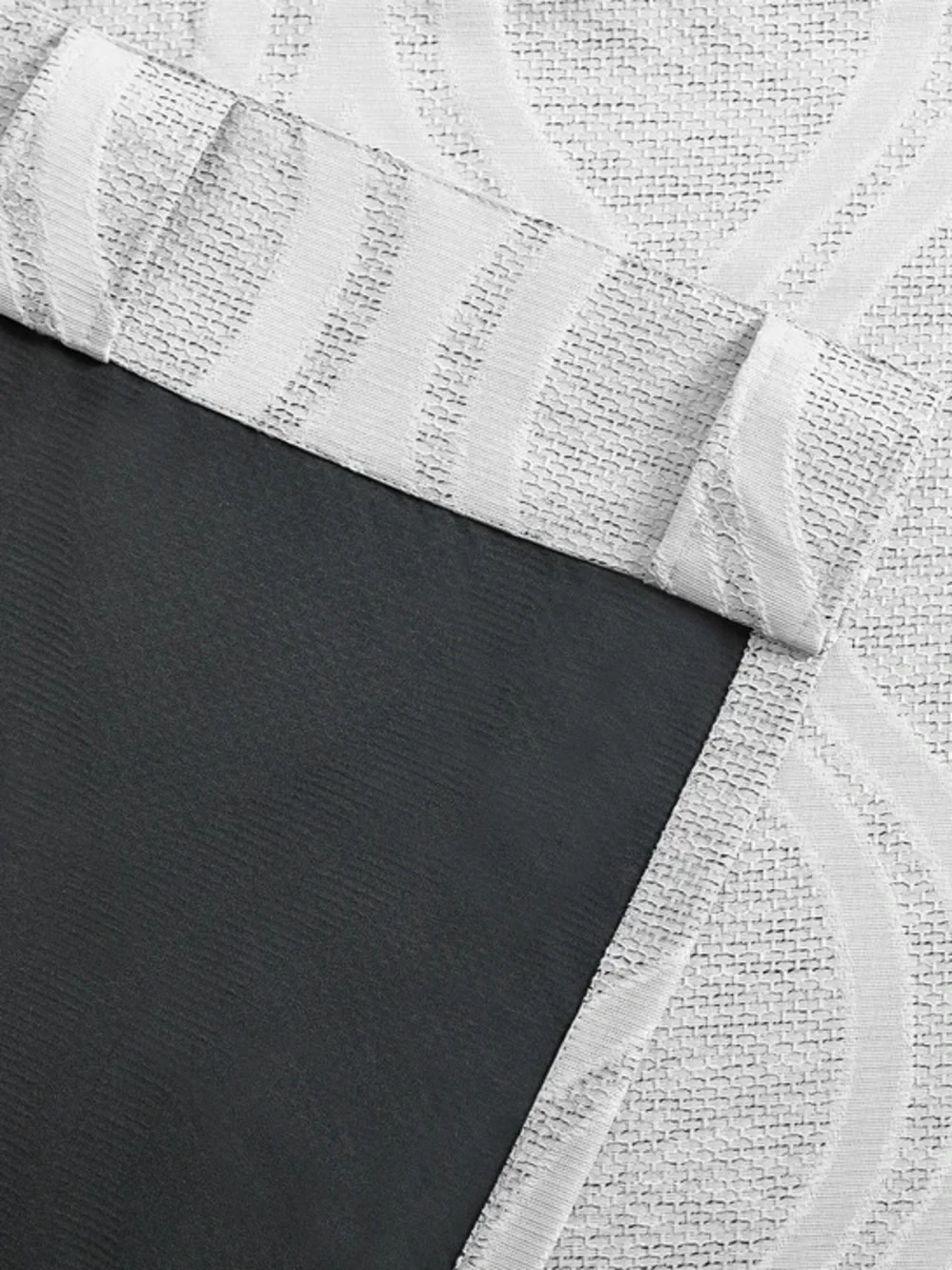 Set of 4 White & Light Gray Flocked Trellis Curtain Panels 52x96